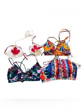 George Bikini Top Lot of 4 NWT Junior XS Canada Flag Tropical